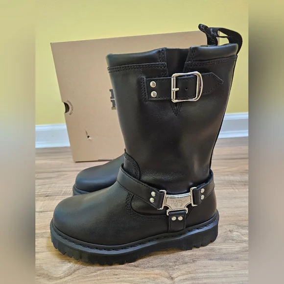 Dr. Martens ANISTONE HI LEATHER BIKER BOOTS - Picture 3 of 12